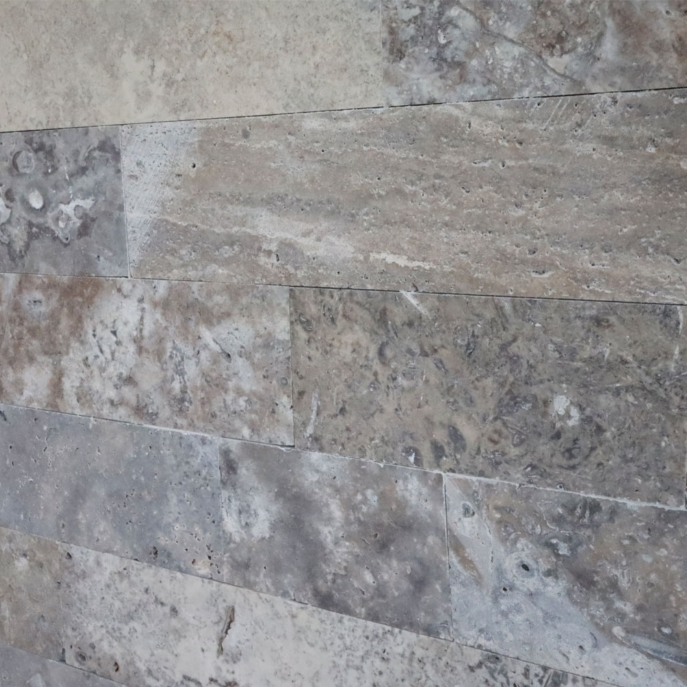 Silver Travertin, antikolt csíkok, 10 x vh x 1 cm