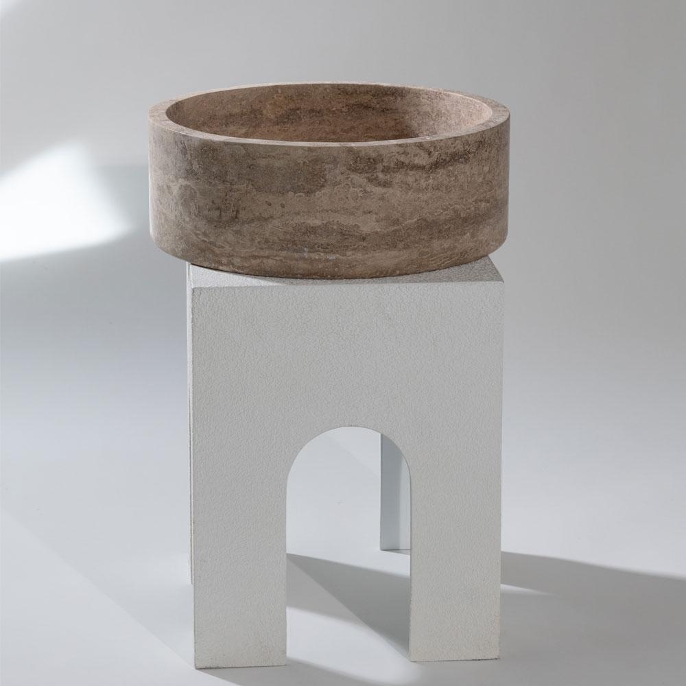 Kő mosdókagyló egyenes formájú travertin