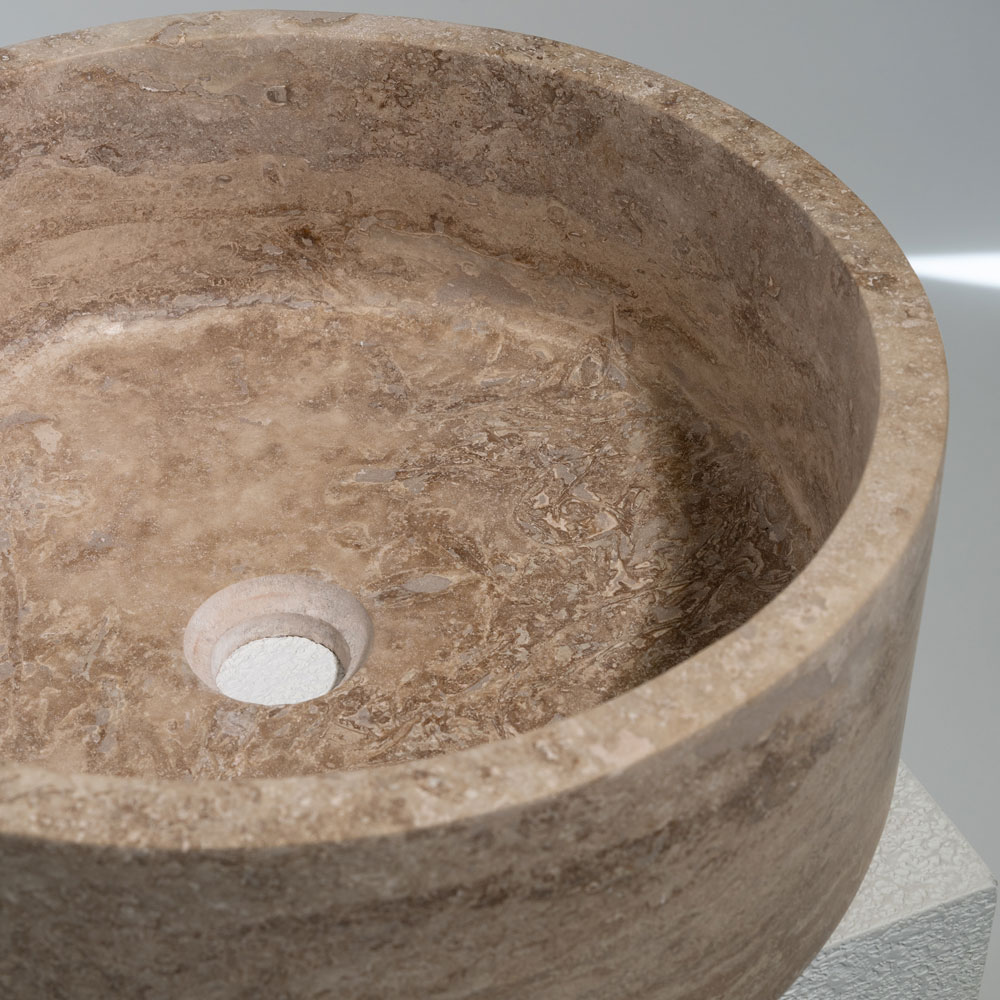 Kő mosdókagyló egyenes formájú travertin