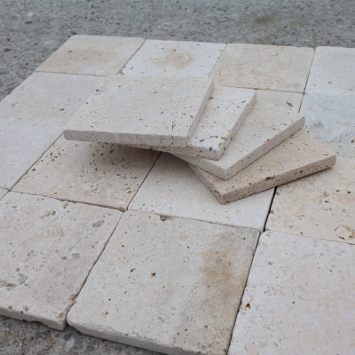 Classic Travertin, bézs mészkőlapok, 10 x 10 x 1 cm