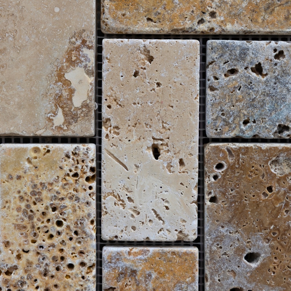 Római travertin mozaik, 30x30 cm