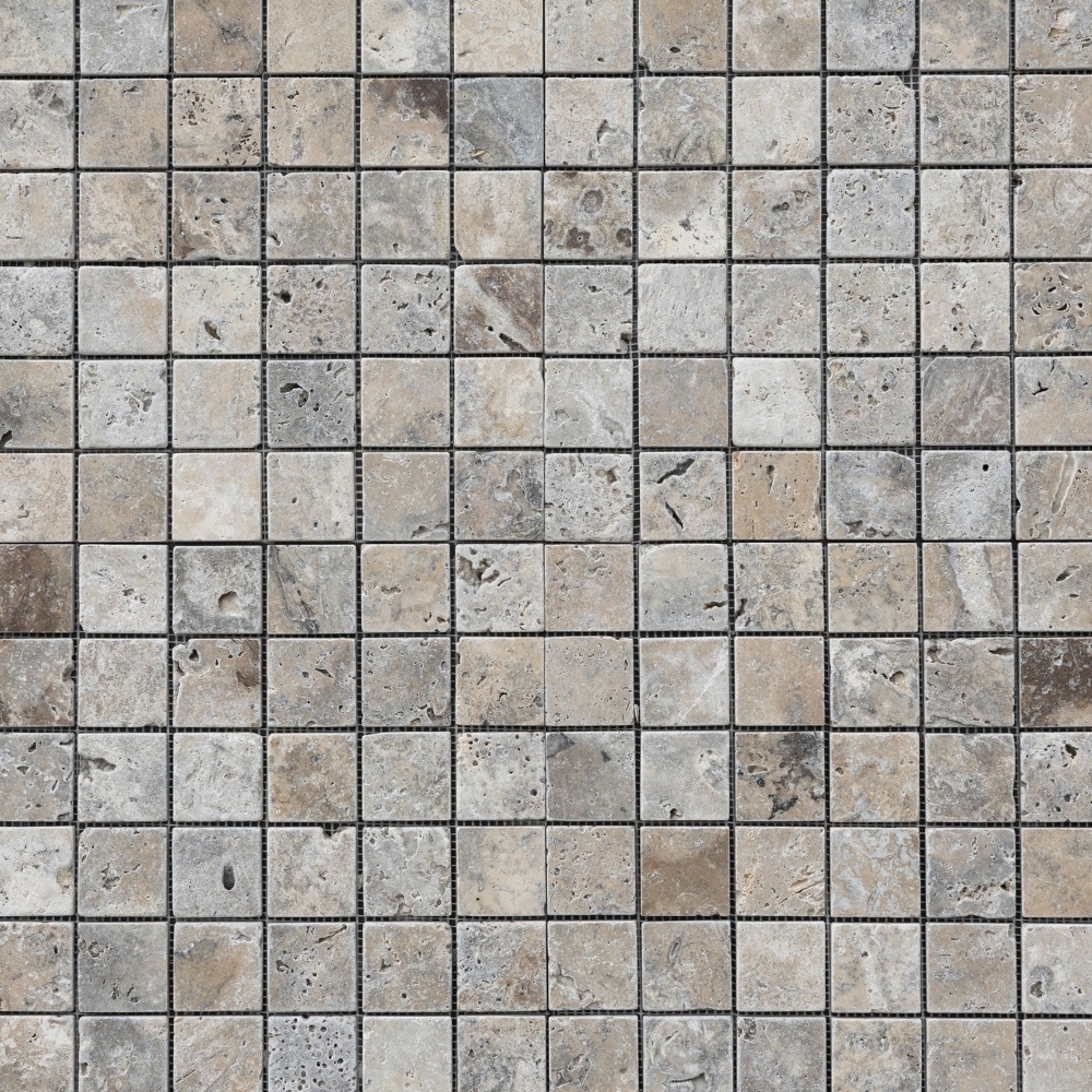 Silver travertin mozaik, 30x30 cm