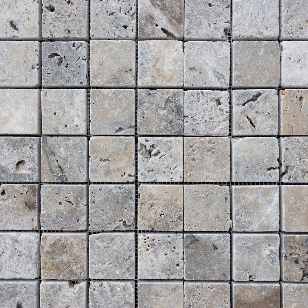 Silver travertin mozaik, 30x30 cm