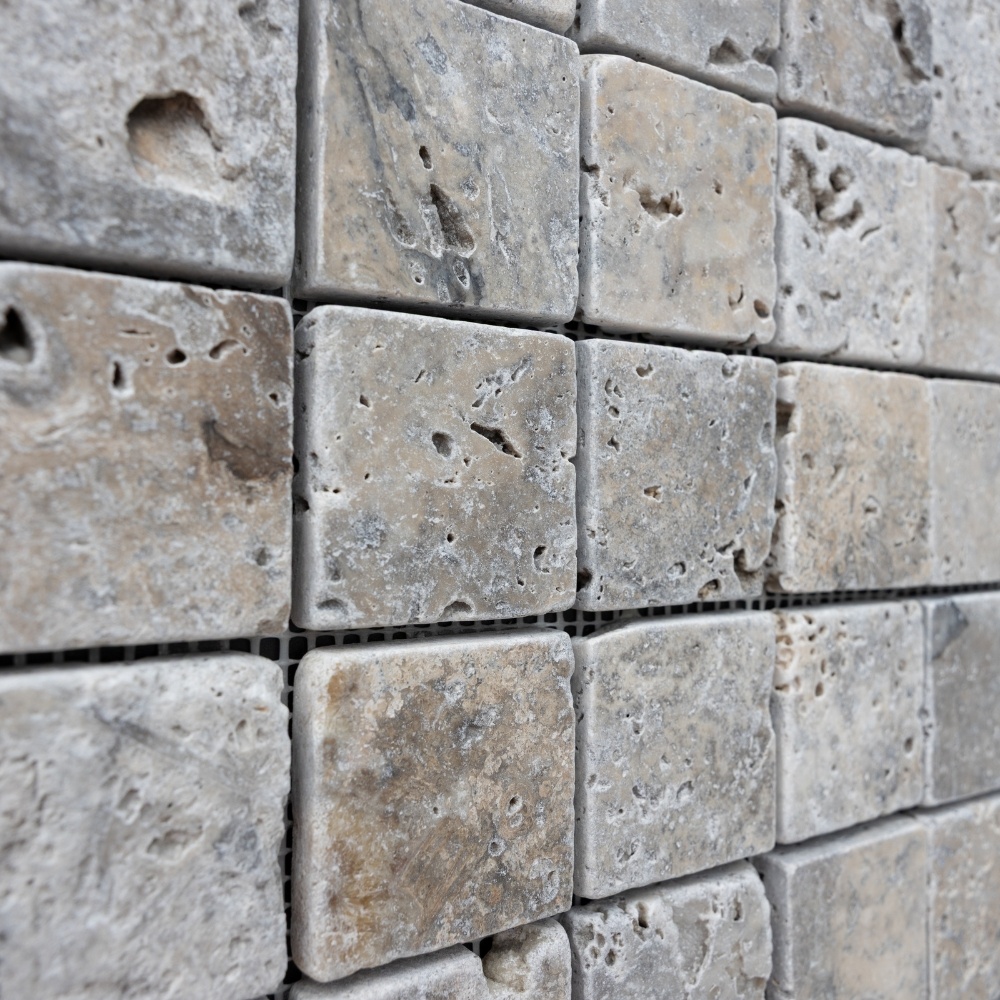 Silver travertin mozaik, 30x30 cm